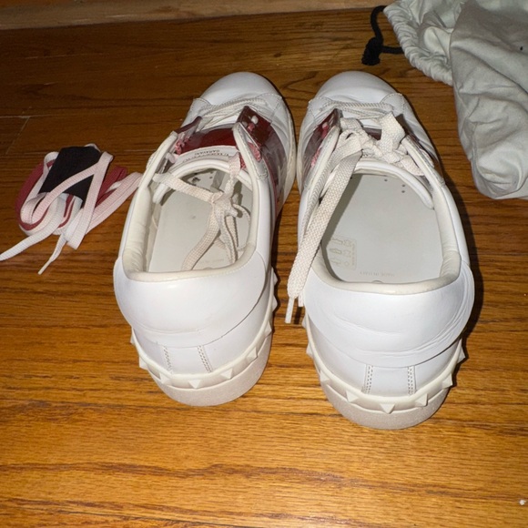 Valentino Garavani White and Burgundy Sneakers - Picture 5 of 12